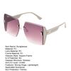 Women Sunglasses Rectangle Shape Frame Cool Style No Rim Smooth Anti-UV Block Sunlight Vacation Beach Spectacles Outdoor Eyewear