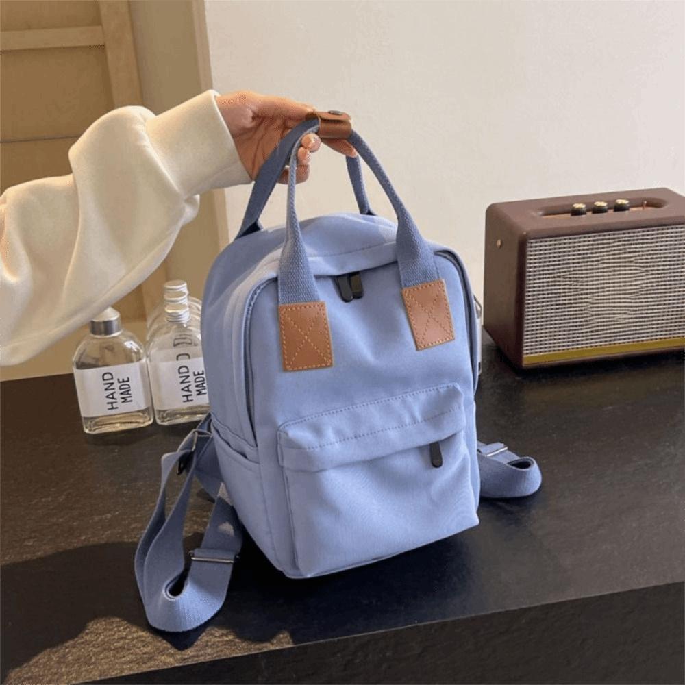 Canvas Children's Backpack Simple School Bag Trendy Square School Bag  Student