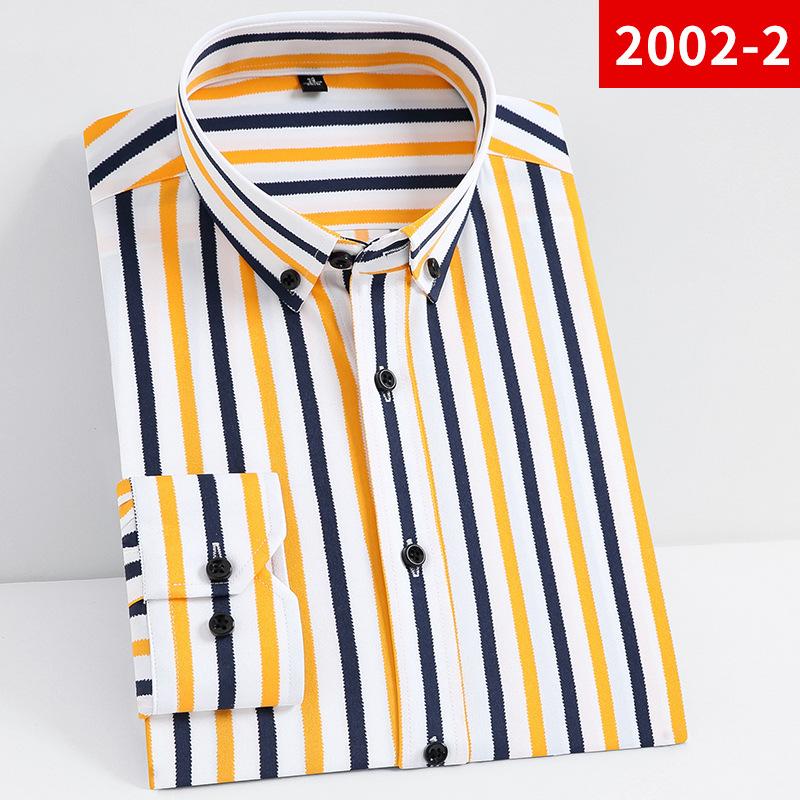 New Men's Long-sleeved Shirt Slim Shirt Stripe Base Casual Professional Men's Wear