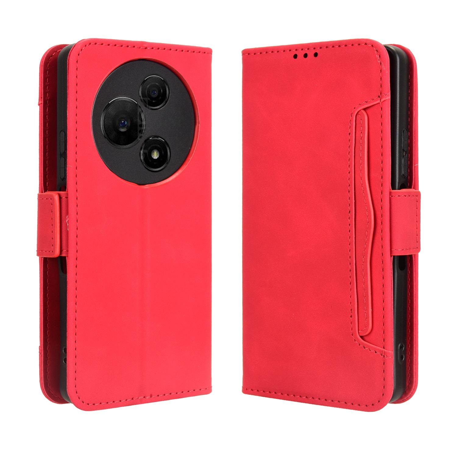 

For TCL 60 NxtPaper 4G Leather Case Phone Wallet Cover with Multiple Card Slots Red