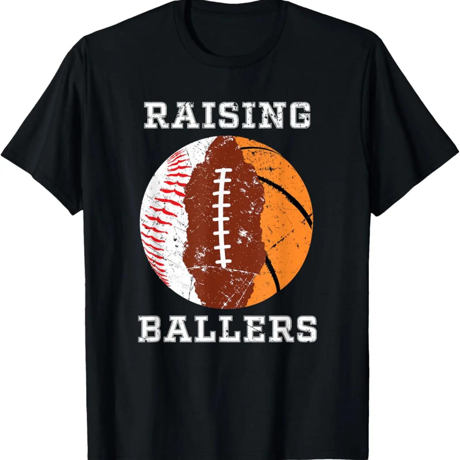 Воспитывая Баллеров Баскетбол Футбол Бейсбол Папа Футболки Подарочная Футболка S