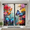 Set Of 2 Vivid Butterfly Flower Printed Curtains Pole Bag Bedroom Living Room Home Decoration Curtain For Great Made Polyester