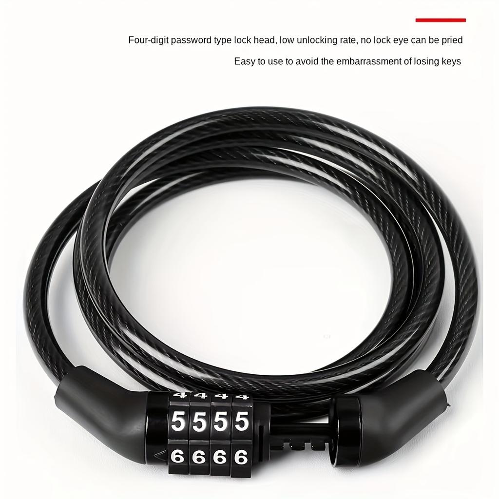 4-Digit Bicycle Password Lock, Anti-Theft Portable Bike Lock, Suitable for Mountain And Road Bikes