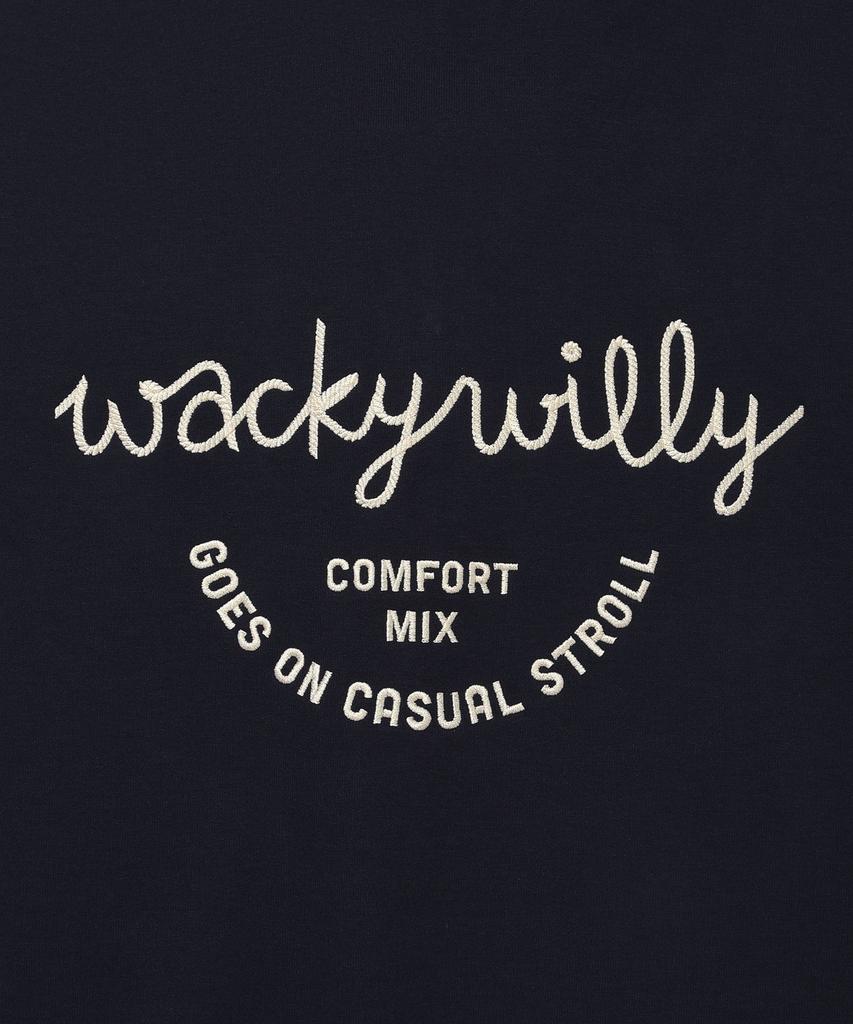 WACKY WILLY Women'S Typo Logo Half-Zip Short Sleeve Dark Navy