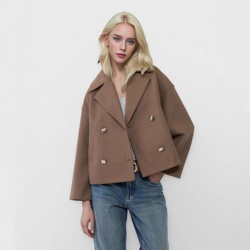Jacket for All Seasons Autumn New Women clothes European and American Fashion Simple and Versatile Double Breasted Outerwear