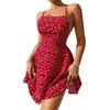 Summer New One-Neck Love Print Lace-up Sexy Backless Sexy Elastic Waist Sling Dress Short Dress Women