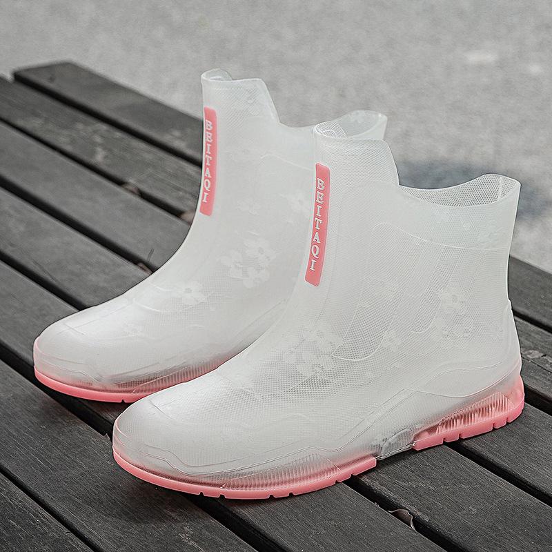 Stylish Women's Transparent Non-Slip Rain Boots - Short Rubber Jelly Shoes