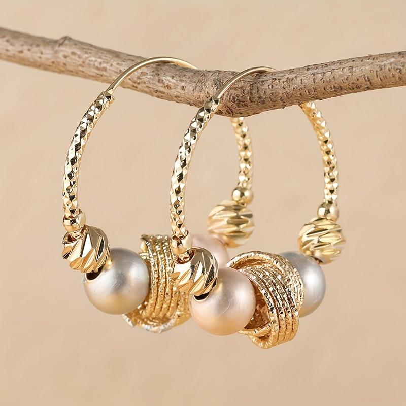 

Huajie Women s Ball Circular Ring Design Pendant Earrings Temperament Elegant Ladys Banquet Ear Fashion Tide золотий