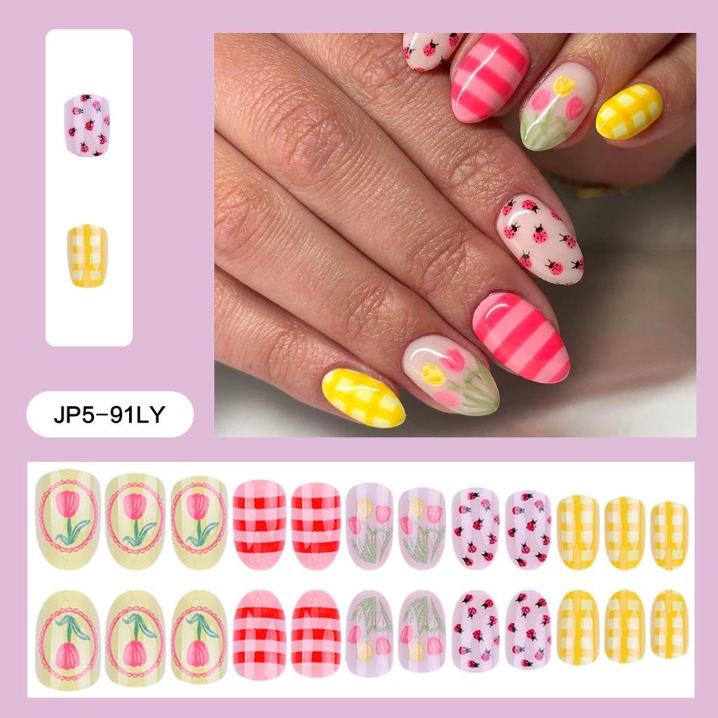 Pegatinas Desmontables para Uñas Estilo Europeo y Americano - Uñas Postizas Simples y Llevables