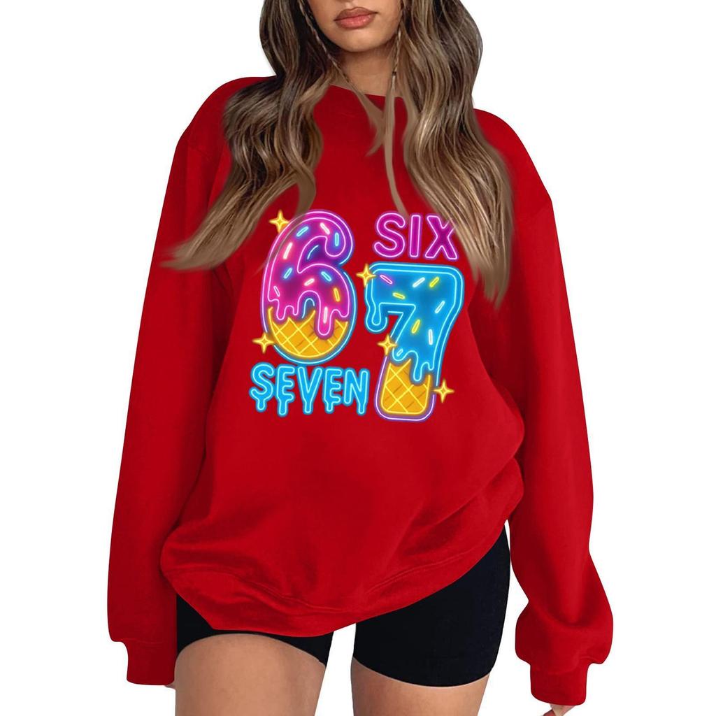 Women's Fashionable Casual Long-Sleeved Round-Neck Printed Pullover Sweatshirt