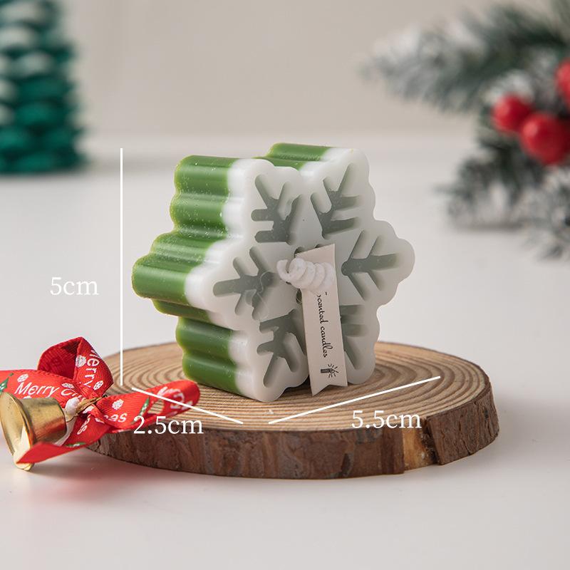 

Christmas Snowflake Scented Candle Creative Style Scented Candle Souvenir Home Ornament Gift olive green snowflake (pomelo sea)