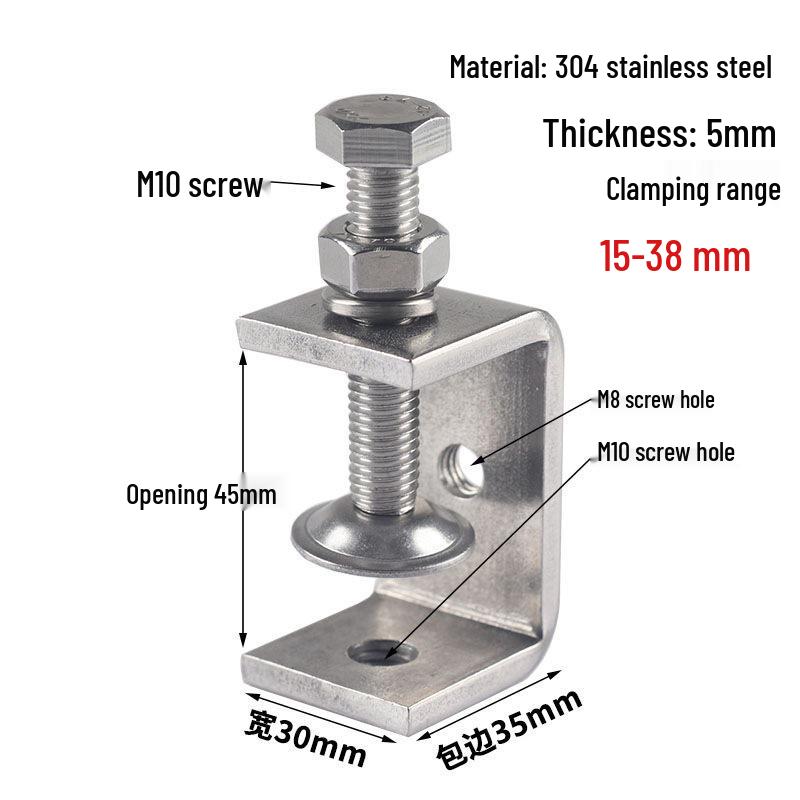 304 Stainless Steel Tiger C-Clamp U-Shaped Fixture with Hand-Tightened Eyebolt