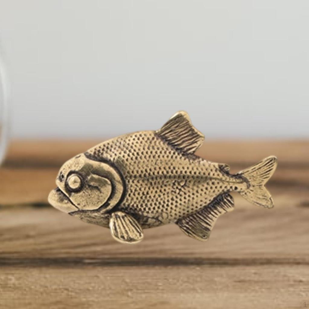 Brass Fish Figure for Desktop, Collectible Feng Shui Item Office