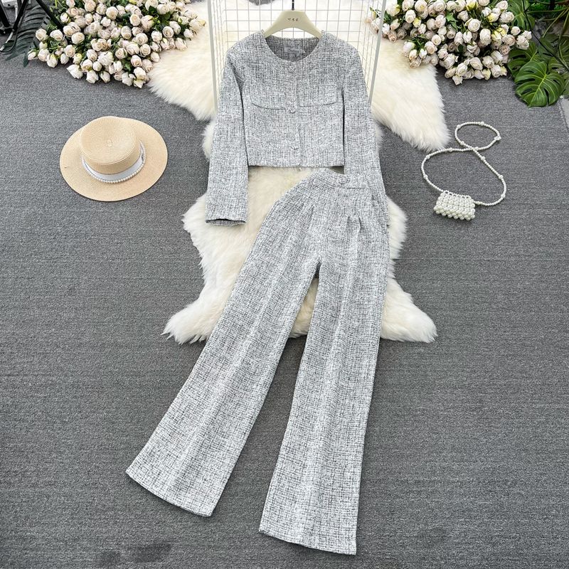 

Single Breasted Casual High Waist Slimming and Straight Fashion Suit Gray L