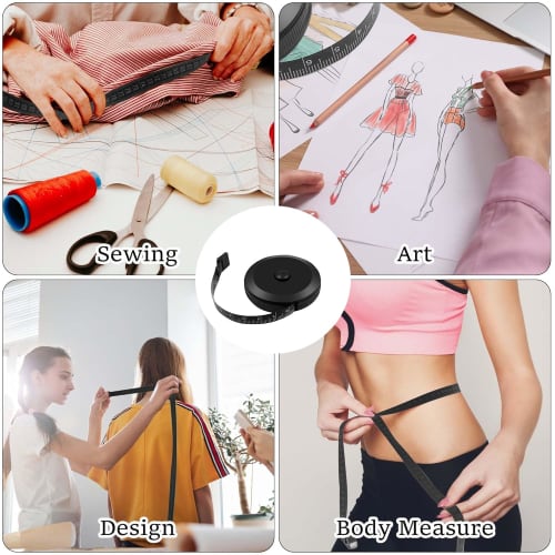150cm (60in) Tape Measure for Sewing, Dressmaking, Ruler, Tape Measure, Bust, Waist, Inches, Centimeters, Clothing, Double-Sided Scale, Automatic Tape