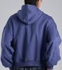 Button Seoul Two-Way Minimal High-Neck Cotton Zip-Up Hoodie (Navy)