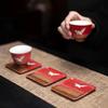 1 Pc Chinese Red Ceramic Tea Cup Coaster Handmade Flying Crane Teacup Mat Household Tea Bowl Master Cup Tea Set Accessories