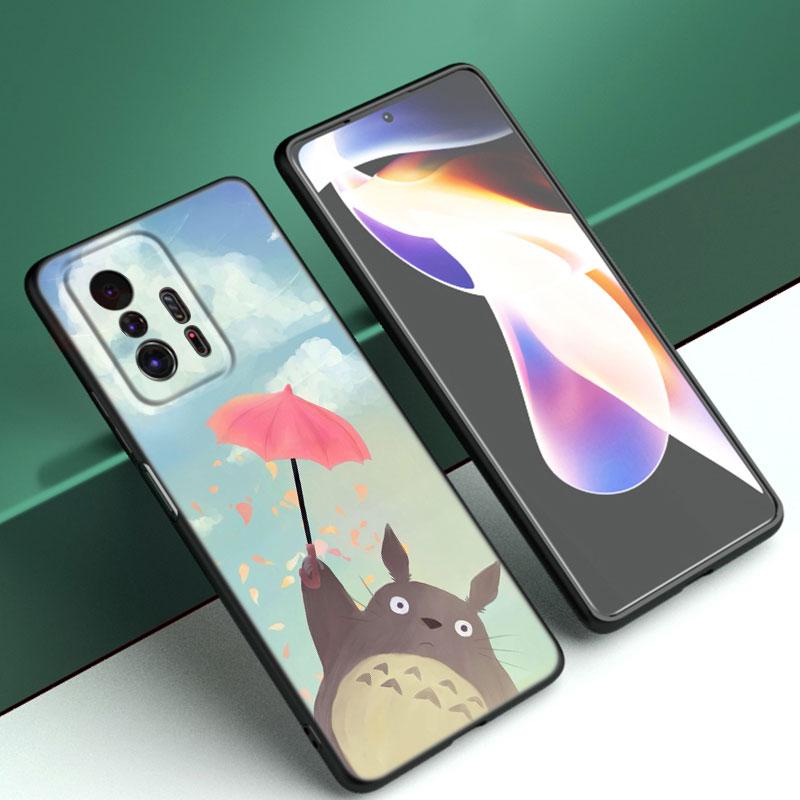 Studio Ghibli Totoro Phone Case For Xiaomi Mi A2 8 9 SE Note 10 10T 11 12 Lite 9T 11T 12S 12T Pro A3 6X 12X Soft TPU Black Cover