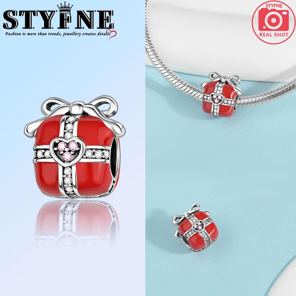 Charms Plata Originalesr Christmas Red Gift Beads For Charm Copper Bracelet Beads Jewellery Making Women'S Gift