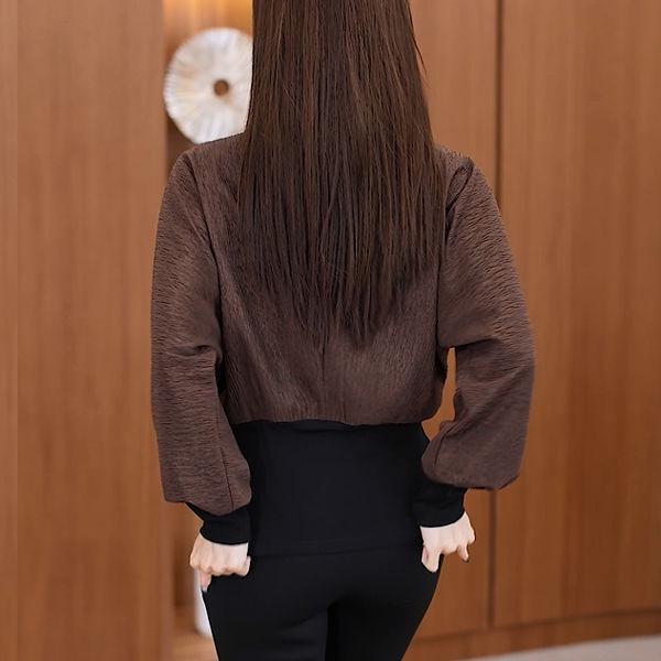 Chic Angora Red Semi-High Neck Women's Layered Stretch Shirt