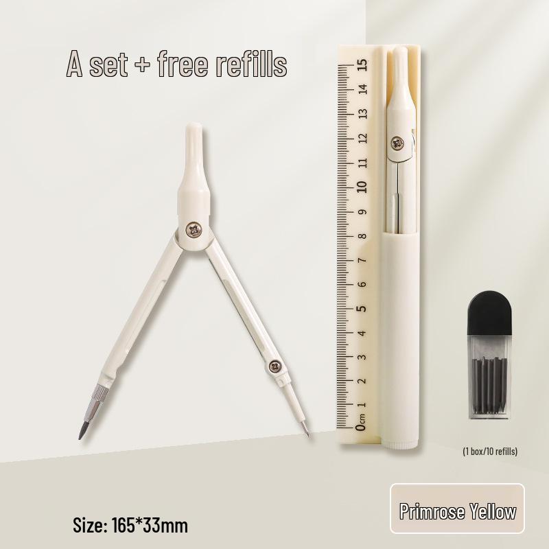 Multifunctional Three-in-One Compass, Ruler & Pencil Set for Students