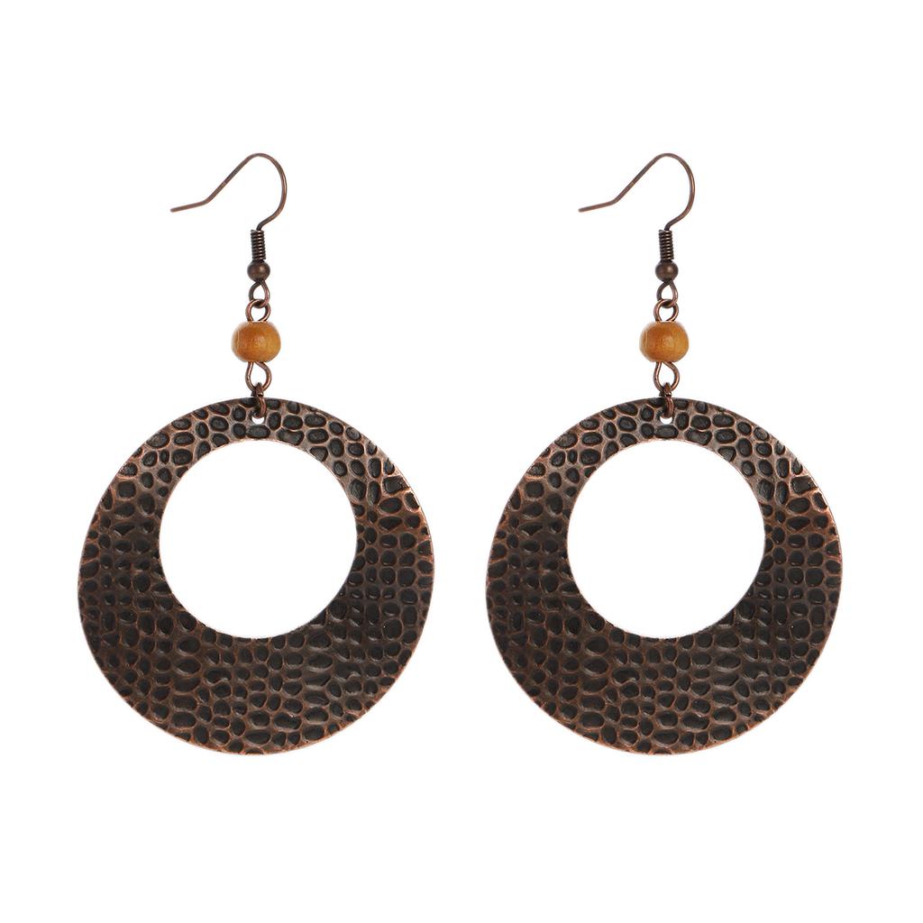 Antique Bronze Metal Earrings Vintage Geometric Round Triangle Dangle Pendientes Earrings Women's Ethnic Indian Jhumka Zircon