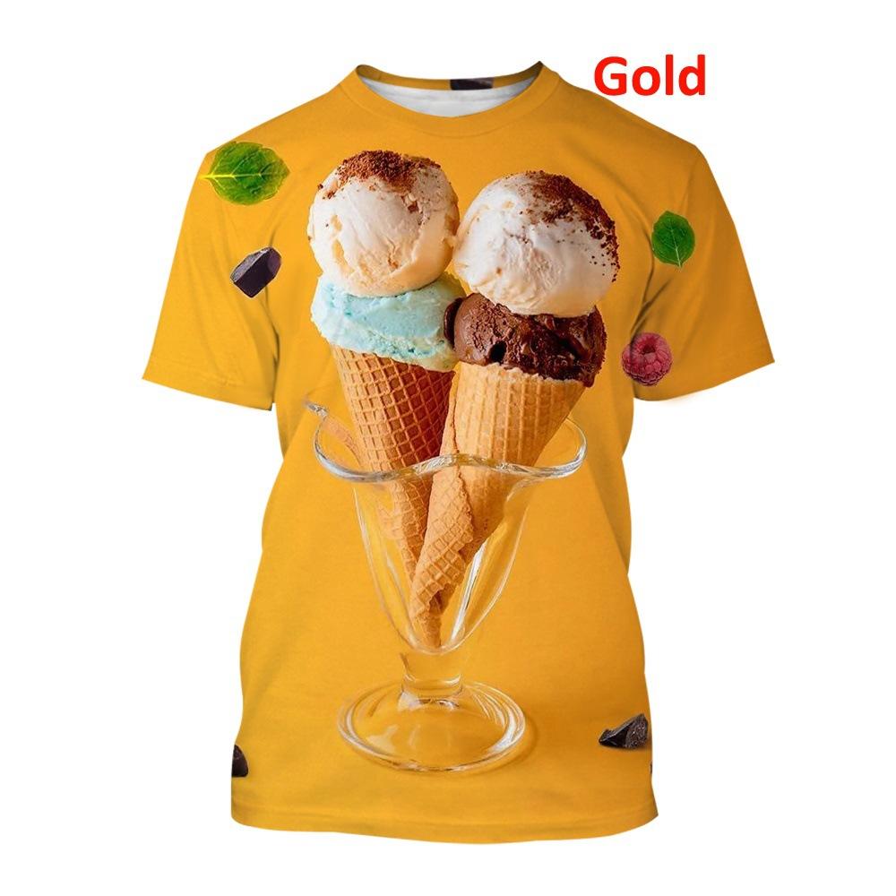Colorful Ice Cream 3D Printed Top Casual Short Sleeve T-shirt for Adults Summer Plus Size Men's T-shirt