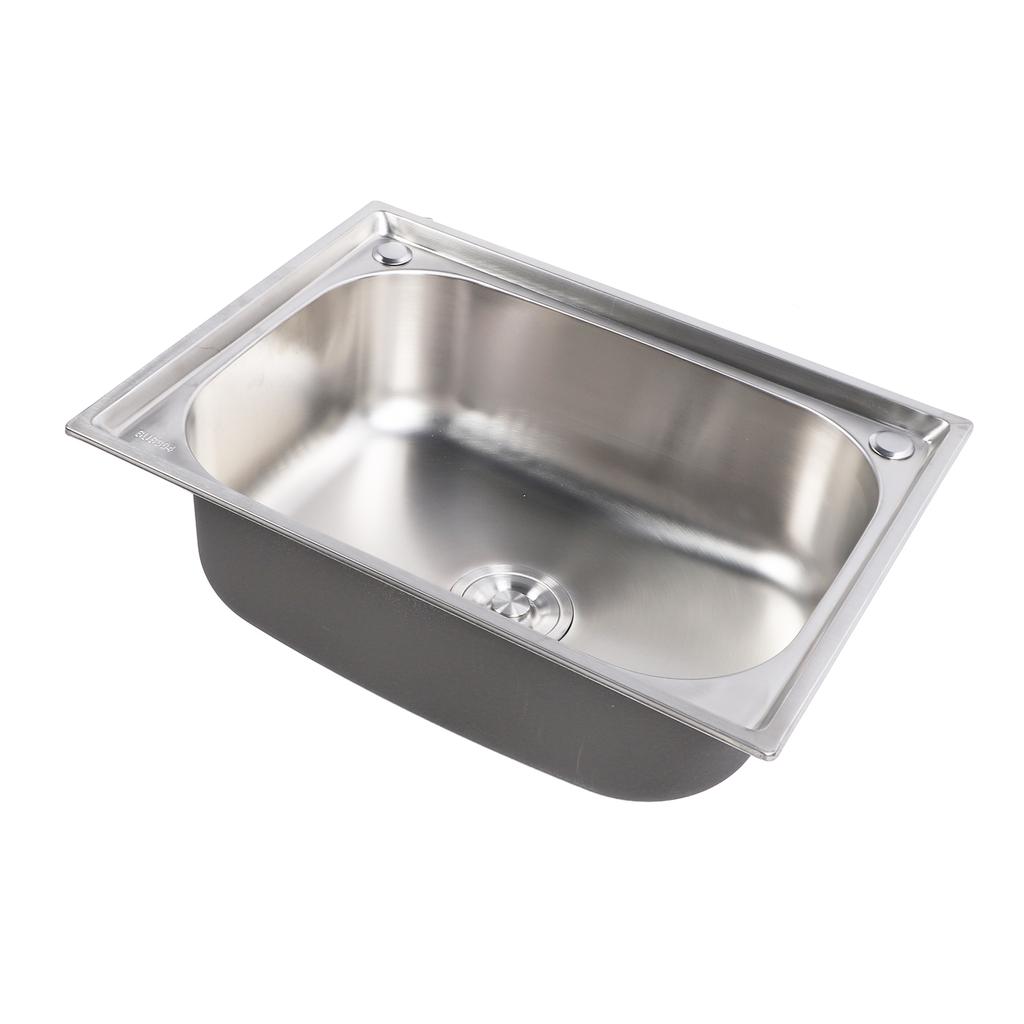 Kitchen Sink Thickened 304 Stainless Steel Top Mount Single Bowl Basin with Drain Kit for Home
