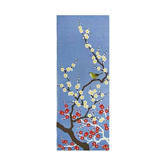 Sarasa Seasonal Tenugui Hand Towel - Made in Japan sy-59 (February: Plum and Nightingale)