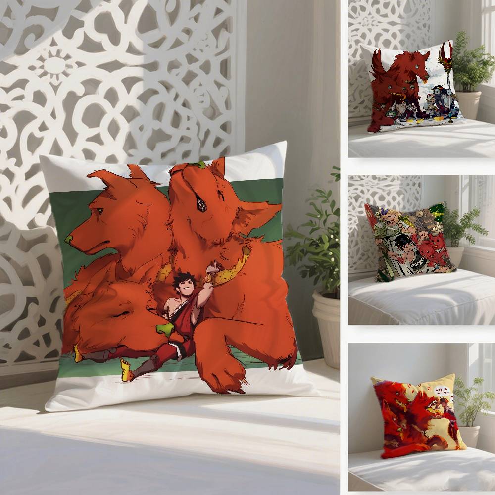 Hades Pet Cute Dog Kerberos Pillow Case Anti-dustmite Pillowcase Invisible Zipper Silky Short Plush Sofa Cushion Cover