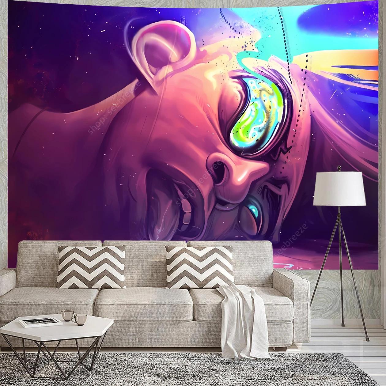 Vibrant Graffiti Portrait Tapestry Colorful Urban ArtModern Street CultureUnique Wall Art for Bedroom  Street Art Lover Gift 74x94cm(29x37in)