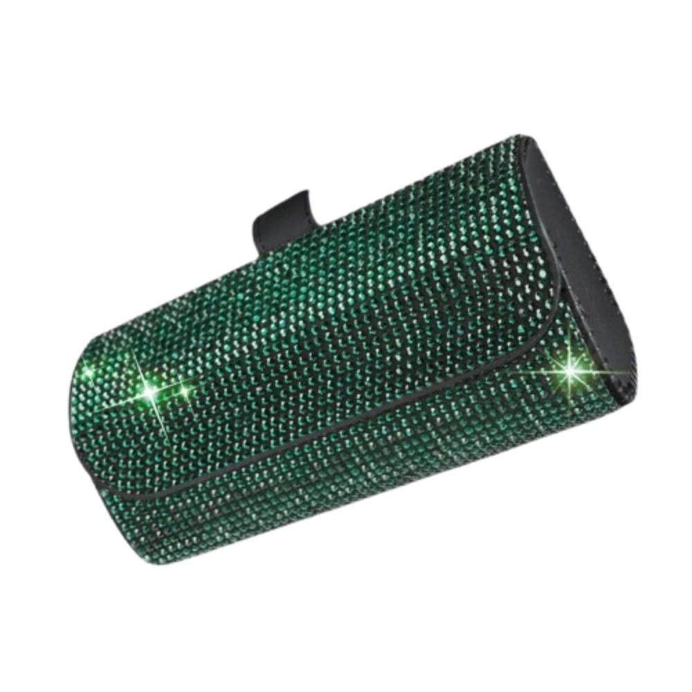Rhinestone Sun Visor Glasses Case Bling Sunglasses Storage Box Car Eyeglasses Holder  Driving