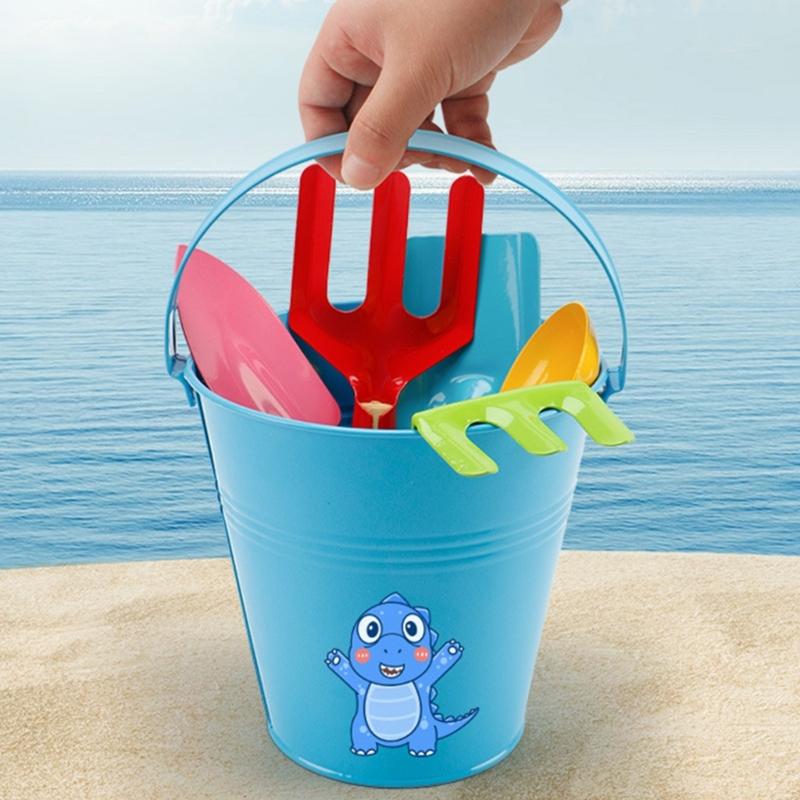 Beach Sand Toy for Toddlers Sand Bucket Playset Sand Shovel Rake Toy Kids Birthday Gift Gardening Planting Sand Toy 5PCS