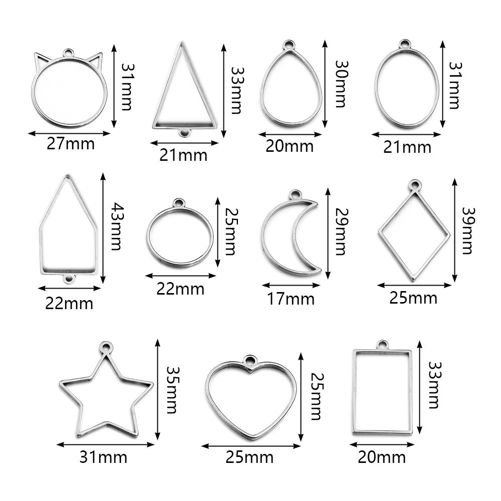 10pcs Stainless Steel Hollow Geometric Bezel Frame Charms Pendants For Jewelry Making DIY Necklace Earrings Pendants Accessories