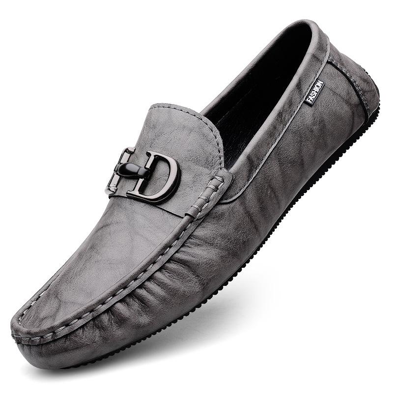 Doudou Shoes Men'S Genuine Leather Cowhide High-End Lazy One-Pedal Casual Shoes Breathable Loafers