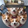 Corgi Dogs Round Area Rug,Carpet Rug for Living Room Bedroom Sofa Playroom Decor,Non-slip Floor Mat