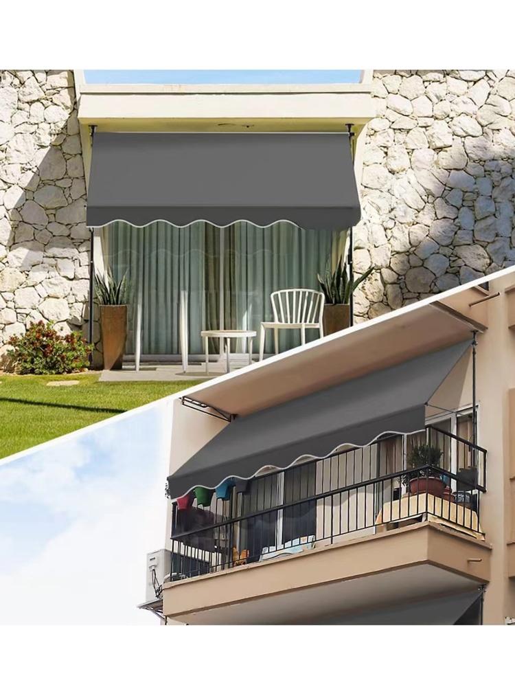 Manual Retractable Shop Door Face Sunshade Canopy No Drilling Required Balcony Curtain Hand Cranked Outdoor Shelter Tent