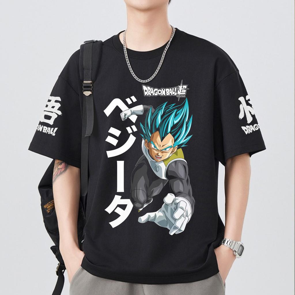 T-shirt in Cotone a Maniche Corte con Stampa Dragon Ball Z Son Goku Vegeta Unisex Abbigliamento Donna Harajuku Yk Tee Vintage Casual Tee Top