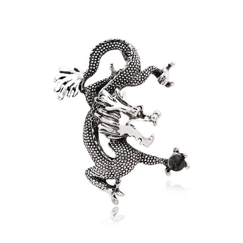 Retro Dragon Totem Brooch Pin for Men's Suits