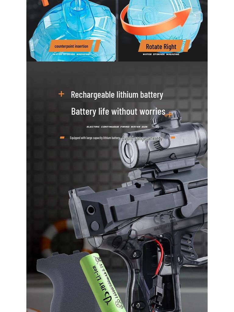 Large Capacity Electric Water Gun Toy for Kids - Continuous Spray and Fire Light Effects