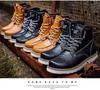 Unisex Carter Martin Leather Work Boots - British Style, High-Top, Yellow, Short Ankle Boots for Autumn and Winter.