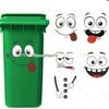 Cartoon Trash Can & Bathroom Wall Stickers - Self-Adhesive PVC Funny Expressions Decoration