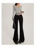 Women's 2025 Low-Waist Slim Fit Flared Jeans - Black, No-Slip, Elastic, Leg-Slimming, Spring Style
