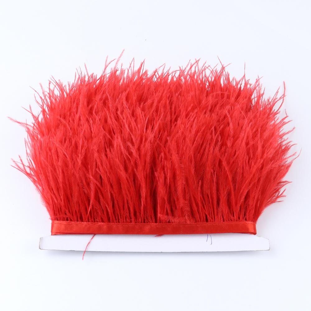 1Meter Colorful Real Ostrich Feather Trims Ribbon 8-10cm White Plumes for Party Dress Clothing Decoration Sewing Feathers Crafts