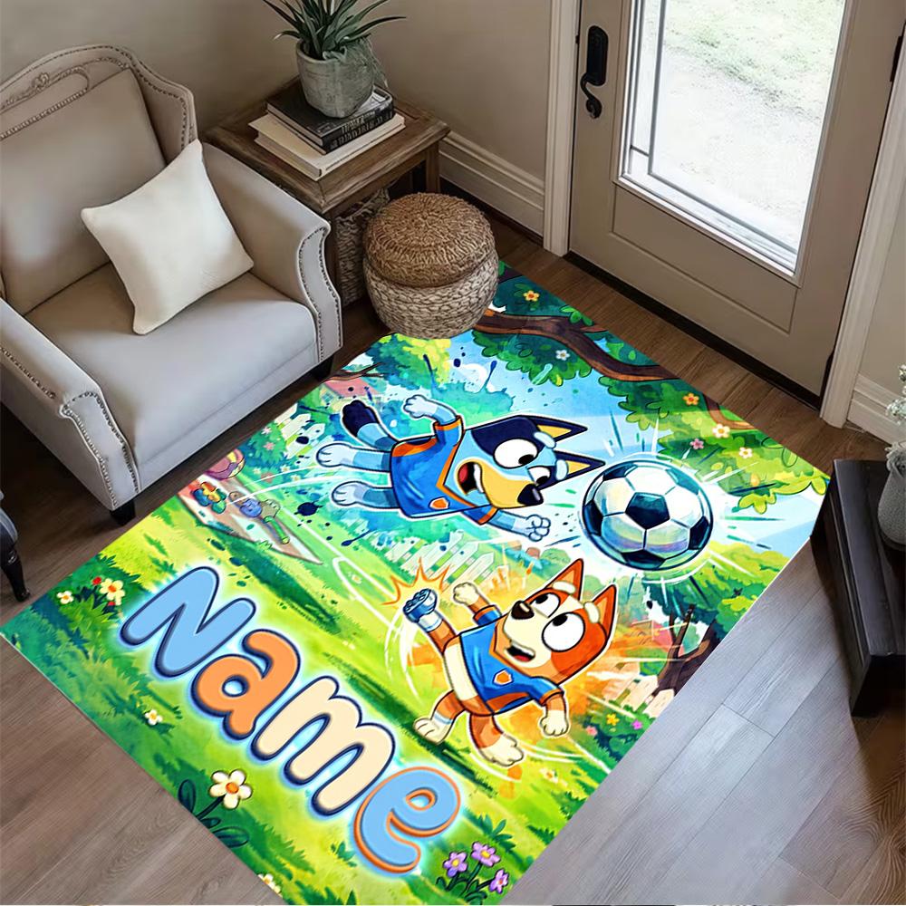 Winter Soccer Fun Personalized Name Floor Rug Office Rug Suitable for Study room Hallway Dining Room Living Rooms Anti-slip Rug Decorate Offices