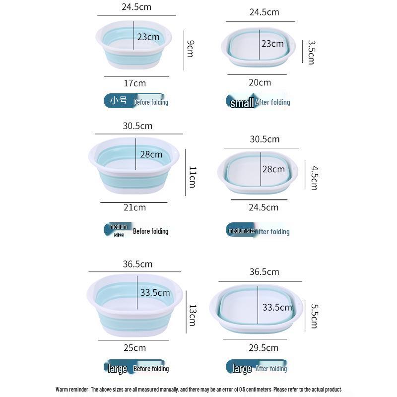 Portable Silicone Collapsible Washbasin - Multi-use Basin for Washing Vegetables or as a Student Dorm Foot Bath.
