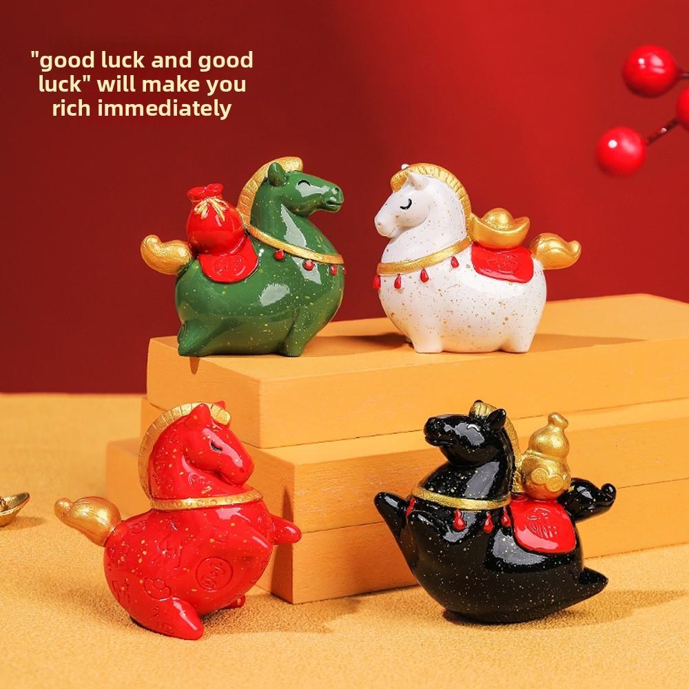 Chinese Style Nianhao Large Prosperity Horse Resin Figurine Gift For Celebrations And Events