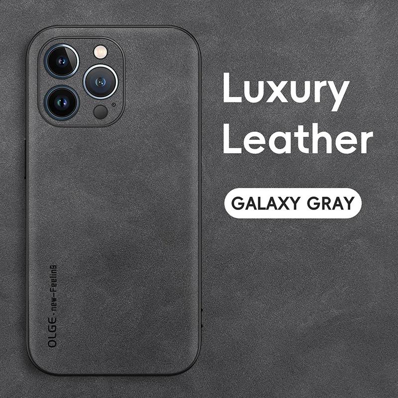 Luxury Leather Phone Case For iPhone 17 16 15 14 13 12 11 Pro Max Plus 17 Air Silicone Soft Protection Shockproof Cover Funda