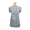 Women's Summer Puffed Sleeve Textured Jacquard Round Neck Vintage Style Dress