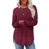 Women S Loose Round Neck Long Sleeve Top With Curved Hem